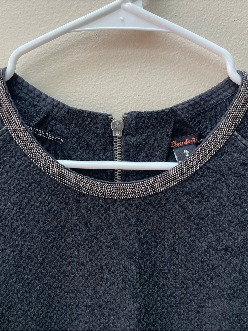 Scotch & Soda Maison Scotch Boudoir Black Long Sleeve Metallic Trim Dress Size S - Picture 2 of 8